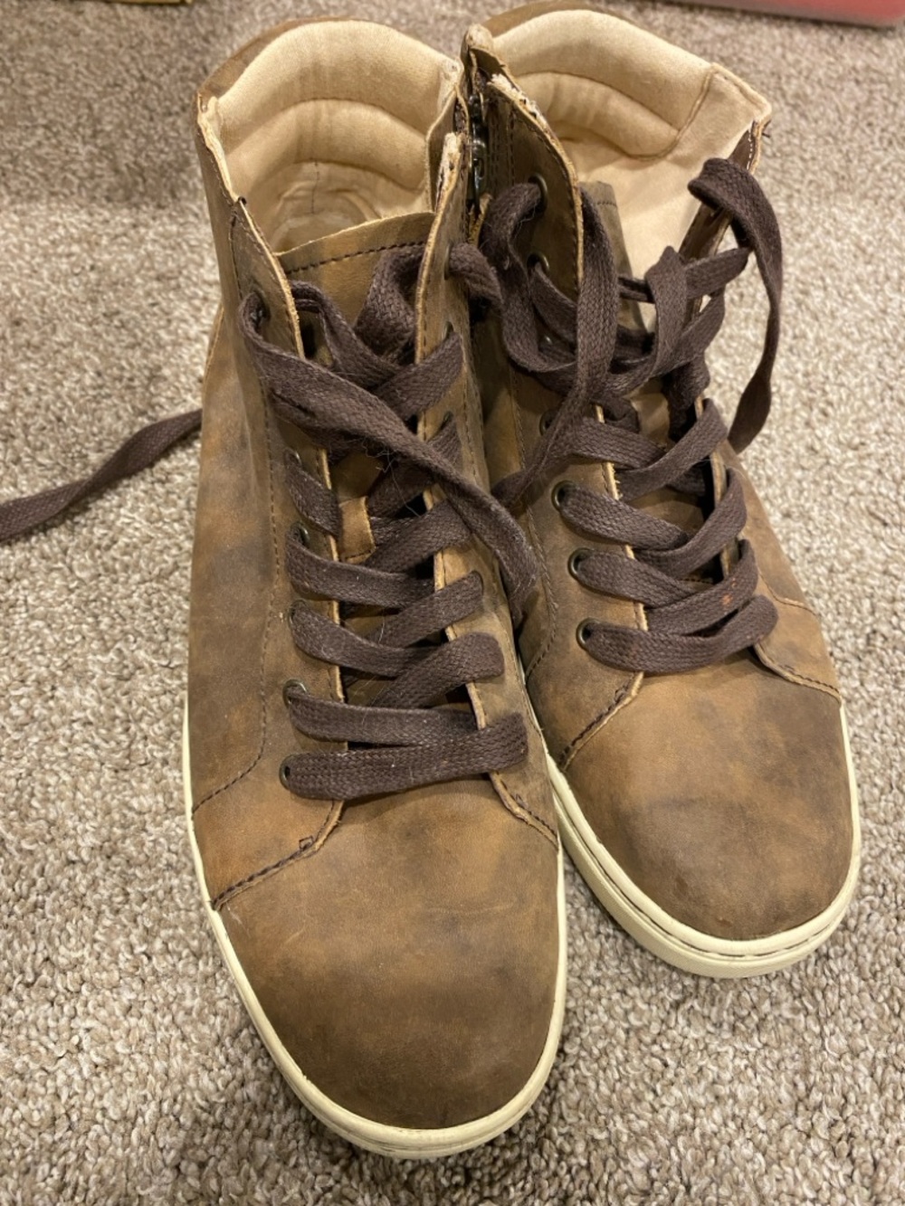 Women’s Suede Brown High-Top Casual Sneakers